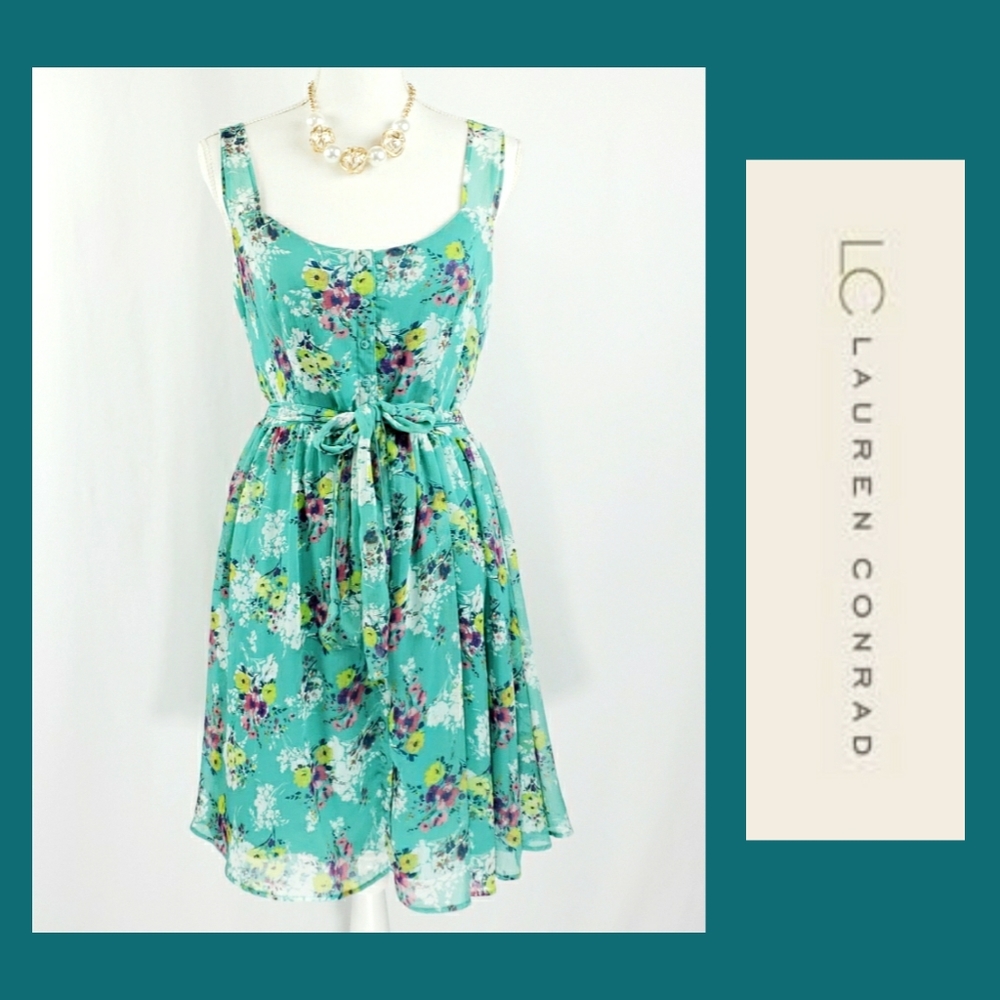Lauren Conrad Floral Chiffon Dress Size 12